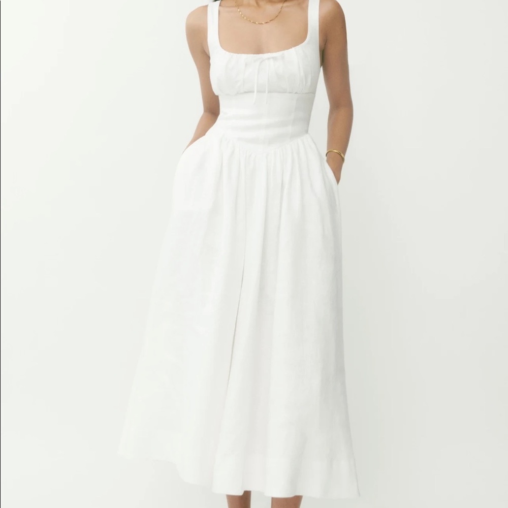 “💖 Sale” Reformation Balia Linen Dress - White